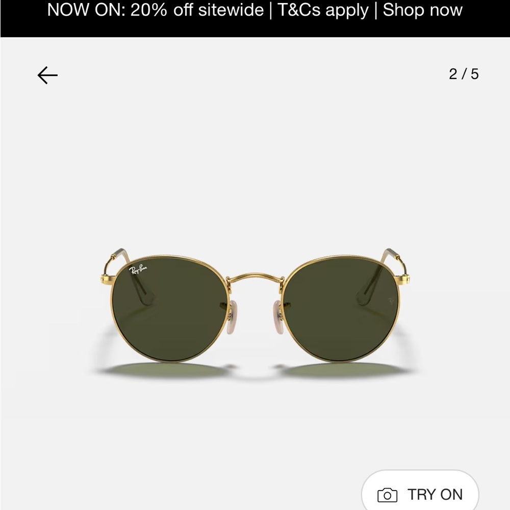 Ray-Ban Gold Frame Sunglasses with Dark Lenses - Picture 2 of 4
